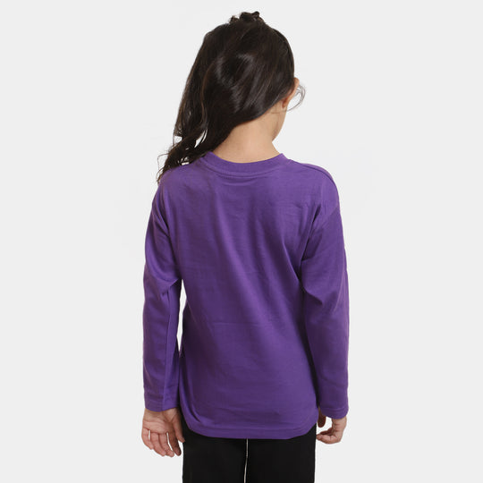 Girls Cotton T-Shirt F/S Rapunzel- Purple