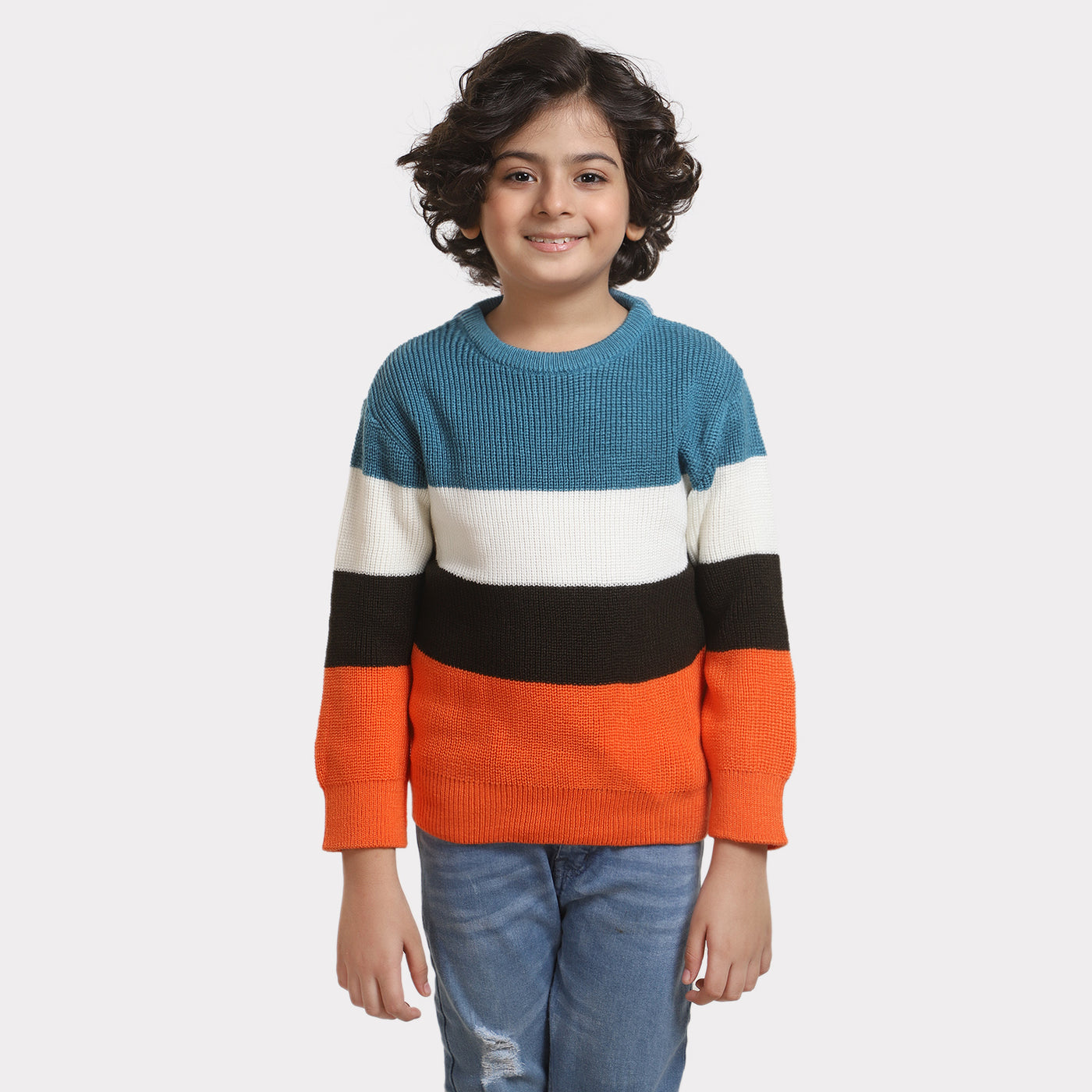 Boys Acrylic Full Sleeves Sweater -ORANGE