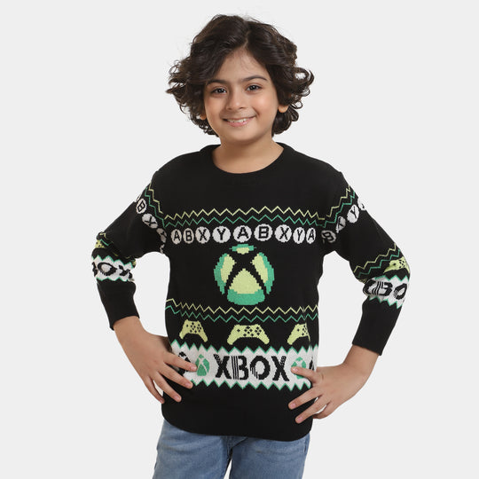 Boys Cotton Full Sleeves Sweater -BLACK