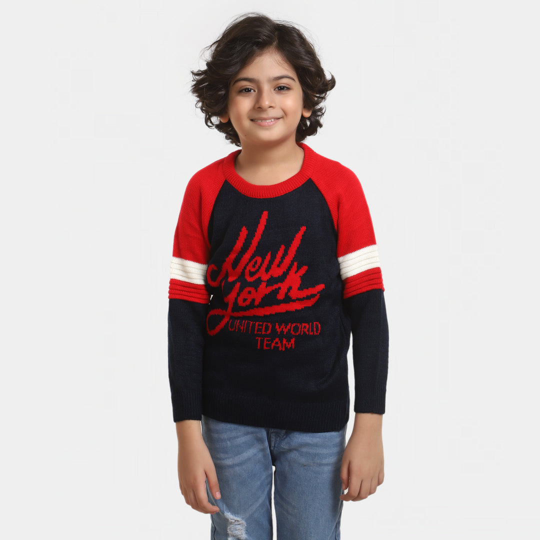 Boys Acrylic Full Sleeves Sweater -Navy Blue