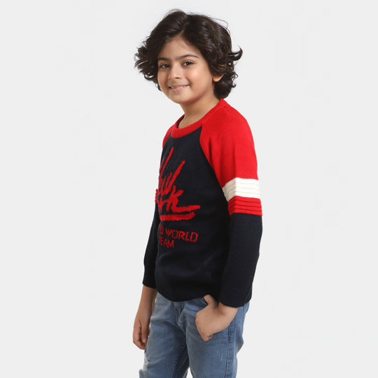 Boys Acrylic Full Sleeves Sweater -Navy Blue