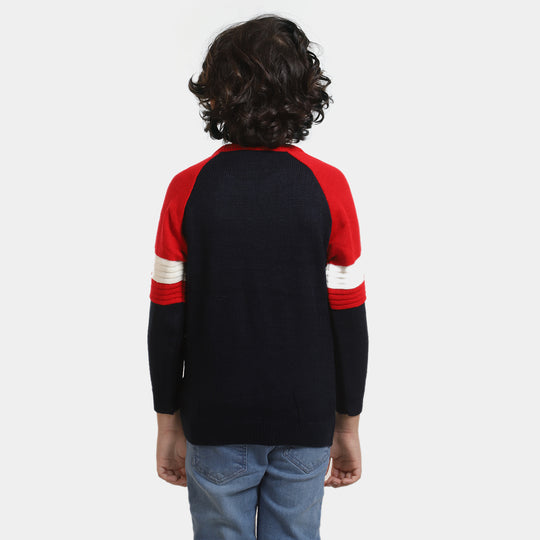 Boys Acrylic Full Sleeves Sweater -Navy Blue