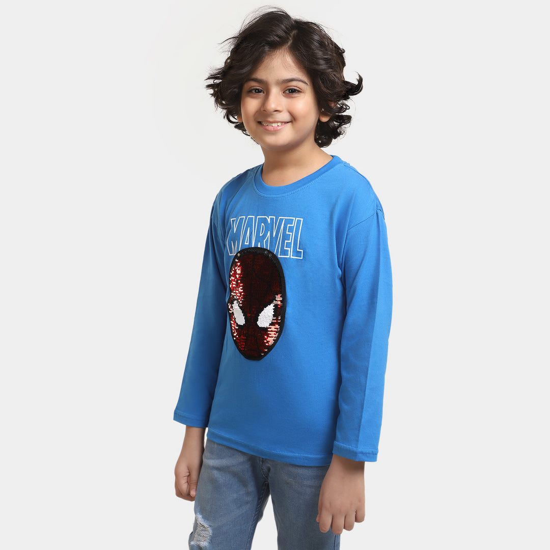 Boys Cotton T-Shirt F/S Character - Blue