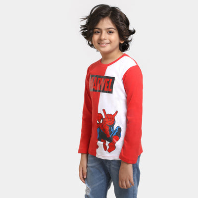 Boys Cotton T-Shirt F/S Character -Red/White