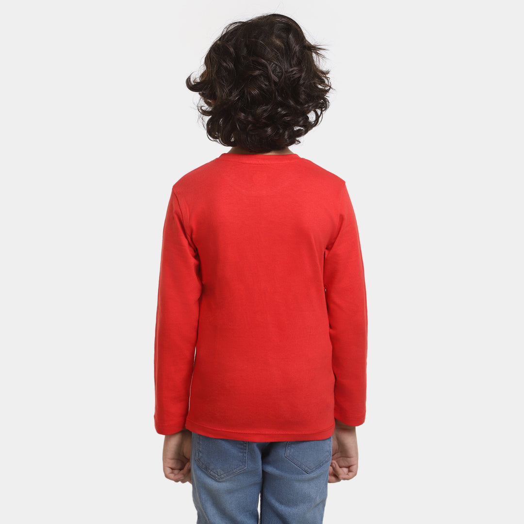 Boys Cotton T-Shirt F/S Character -Red/White