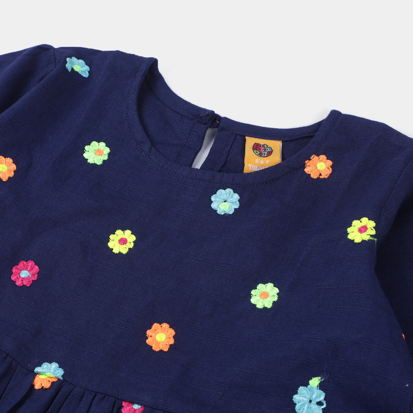 Girls khaddar Embroidered  Dress - Navy Blue