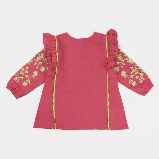 Girls khaddar EMB Top Blush-Pink