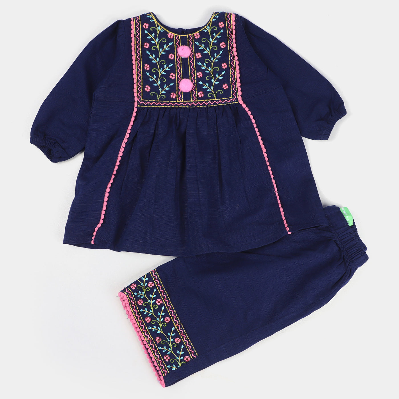 Infant Girls Cotton 2PC Suit Midnight-Navy Blue