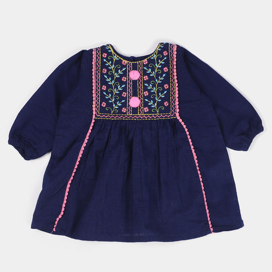 Infant Girls Cotton 2PC Suit Midnight-Navy Blue