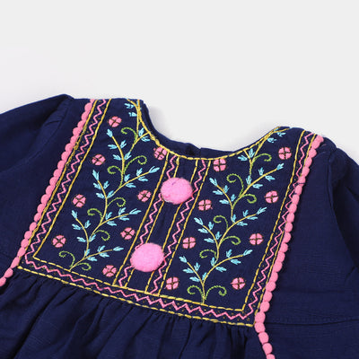 Infant Girls Cotton 2PC Suit Midnight-Navy Blue