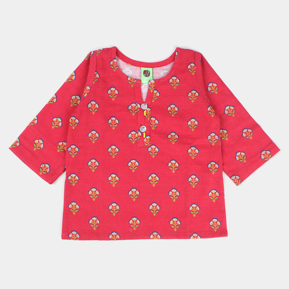 Infant Girls Cotton 2PC Suit Glowing Flower-Pink