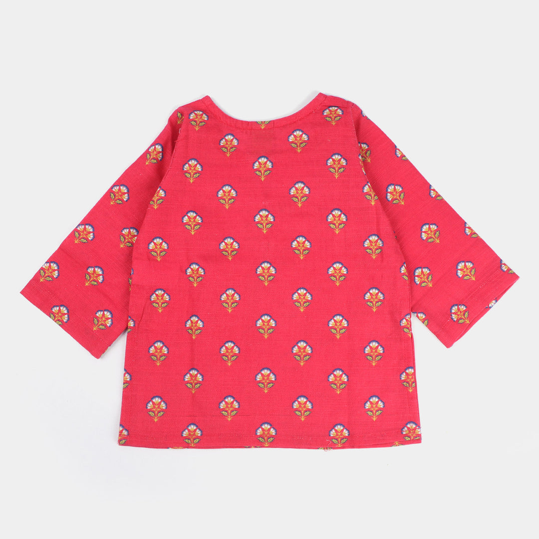 Infant Girls Cotton 2PC Suit Glowing Flower-Pink