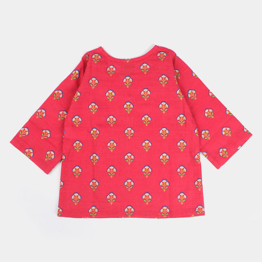 Infant Girls Cotton 2PC Suit Glowing Flower-Pink