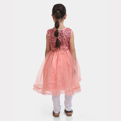 Girls Fancy Frock Pretty Girls-Peach