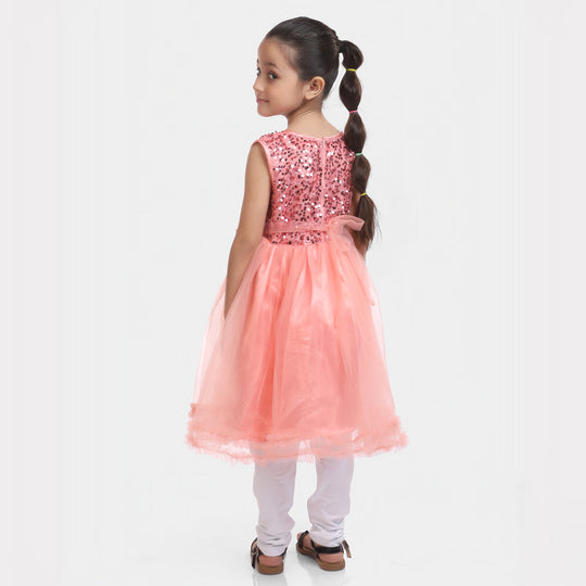 Girls Fancy Frock Pretty Girls-Peach