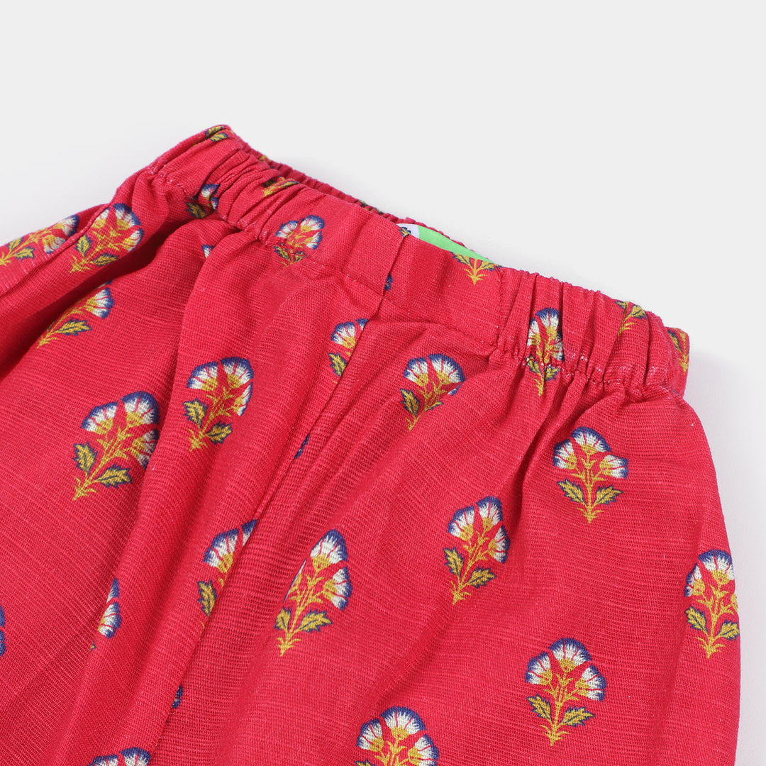 Infant Girls Cotton 2PC Suit Glowing Flower-Pink