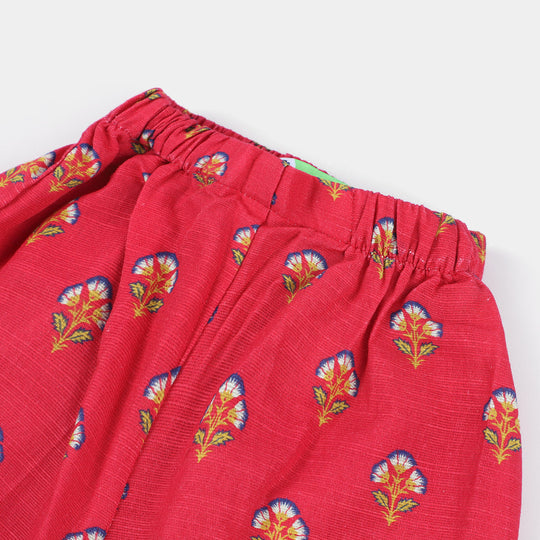Infant Girls Cotton 2PC Suit Glowing Flower-Pink