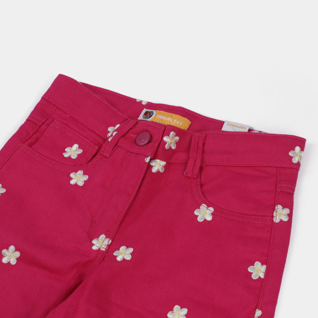 Girls Cotton Pant Stars Flower-Pink