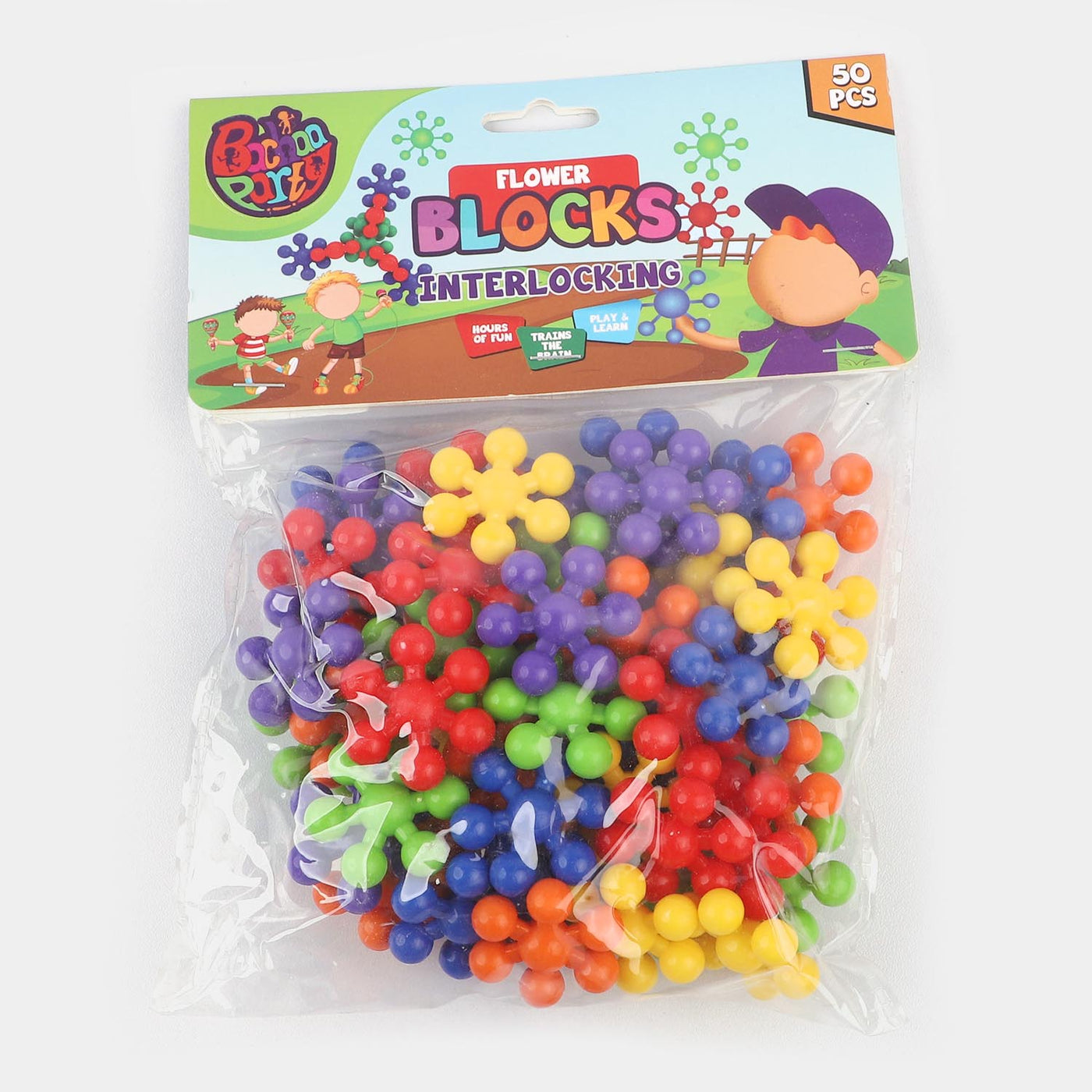 Plastic Play Puzzle Educational Clip Connect Block Set | 50 Pieces
