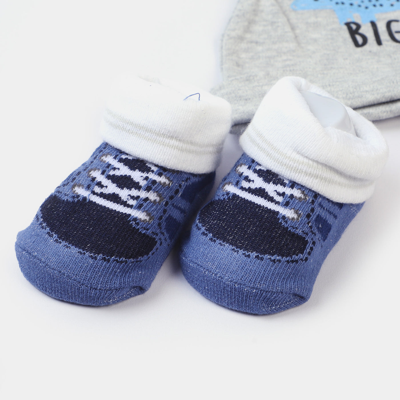 Infant 3PCs Cap With 2 Pair Socks Set | 0-9M