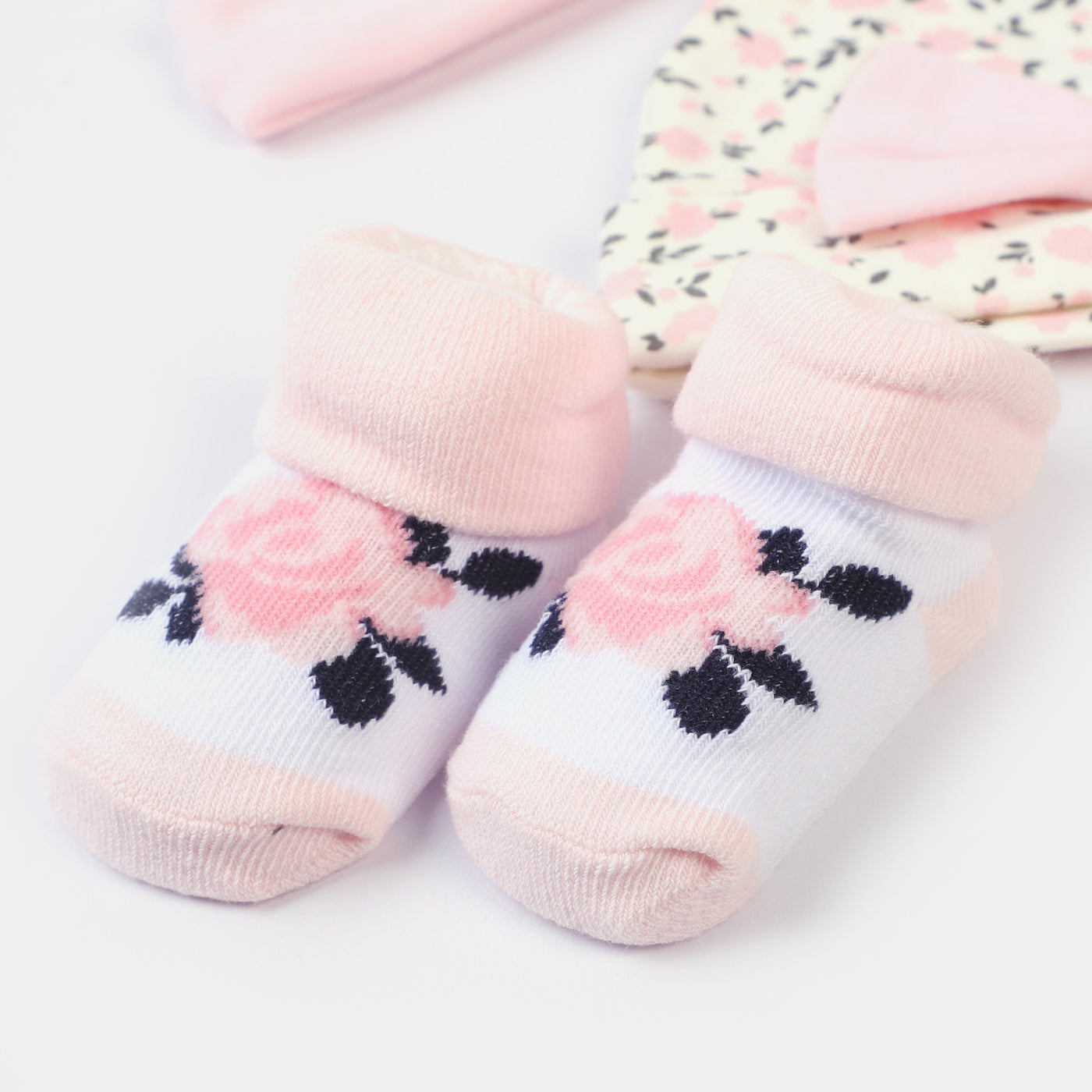 Infant 3PCs Cap With 2 Pair Socks Set | 0-9M