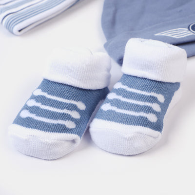 Infant 3PCs Cap With 2 Pair Socks Set | 0-9M