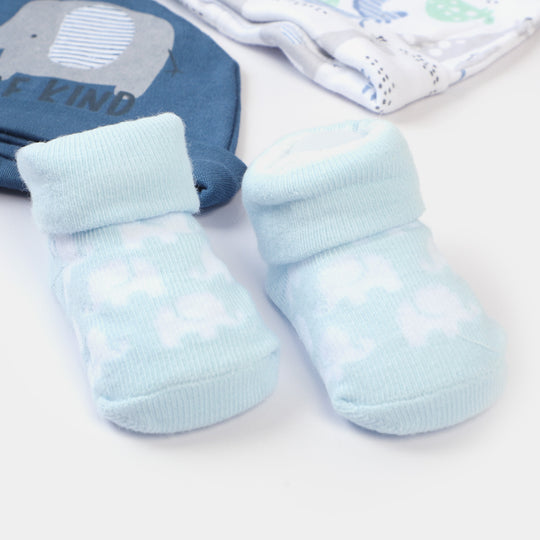 Infant 3PCs Cap With 2 Pair Socks Set | 0-9M