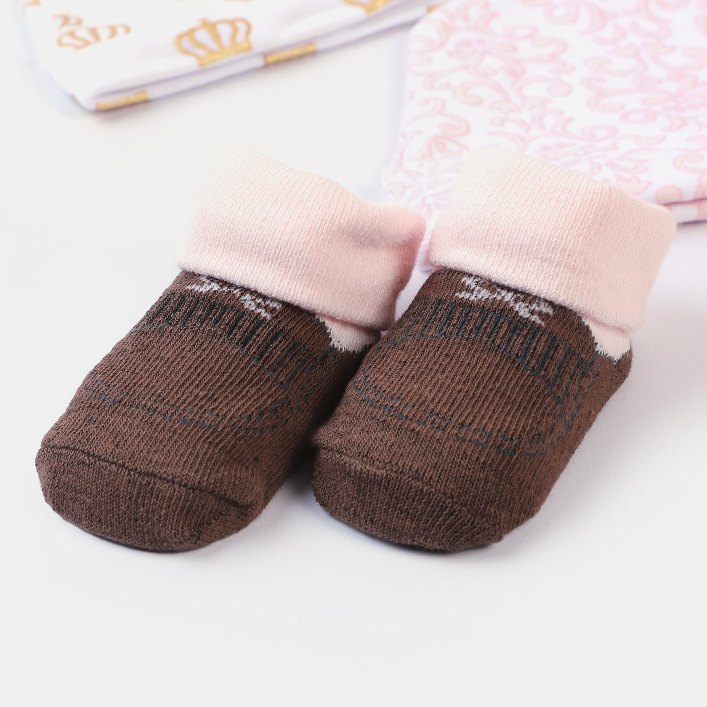 Infant 3PCs Cap With 2 Pair Socks Set | 0-9M