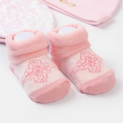 Infant 3PCs Cap With 2 Pair Socks Set | 0-9M