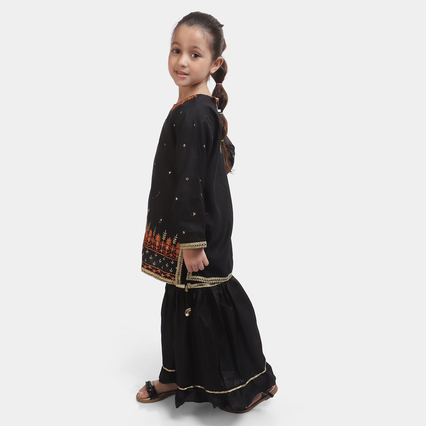 Girls 3PCs Suit Sangeet-BLACK