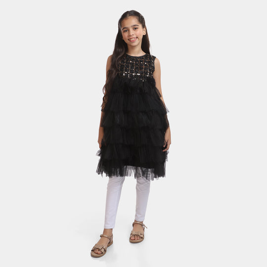 Girls Fancy Frock Classic-BLACK