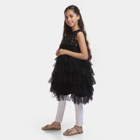 Girls Fancy Frock Classic-BLACK