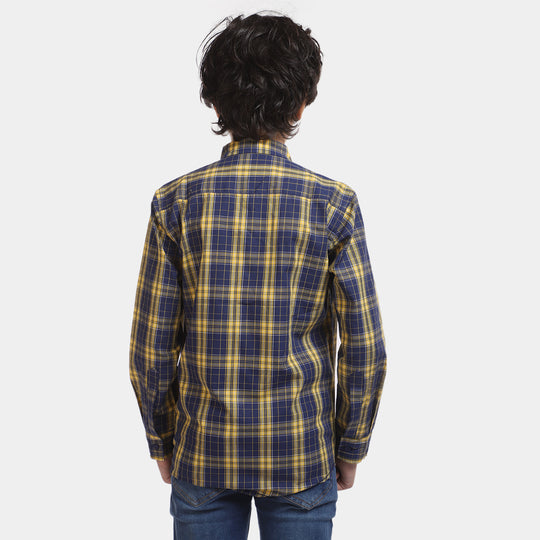 Boys Casual Check Shirt Basic -NAVY