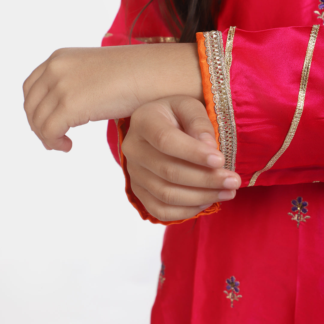 Girls Satin 3PC Suit Noor Bano-Pink
