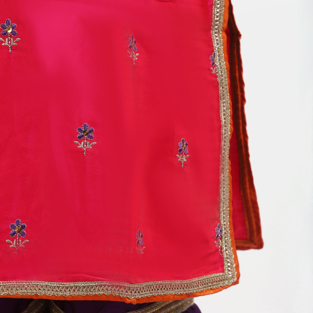 Girls Satin 3PC Suit Noor Bano-Pink