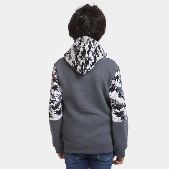 Boys Fleece Knitted Jacket Explore-D.Grey