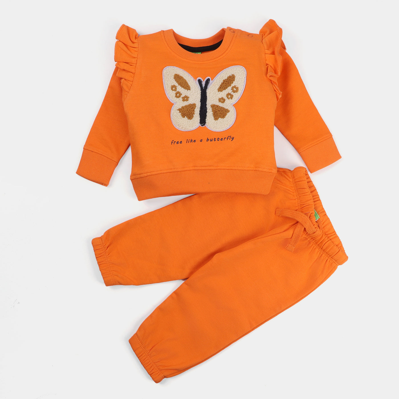 INFANT GIRLS FLEECE KNITTED 2PC SUIT Butterfly - Orange