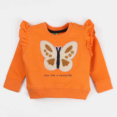 INFANT GIRLS FLEECE KNITTED 2PC SUIT Butterfly - Orange
