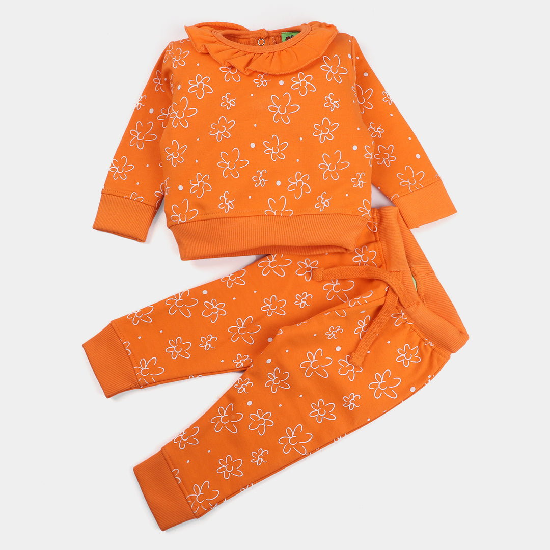 INFANT GIRLS FLEECE KNITTED 2PC SUIT Pure Beauty-C.Orange