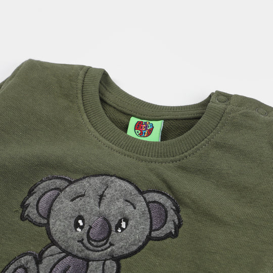Infant Boys Fleece Sweatshirt Koala-Olive