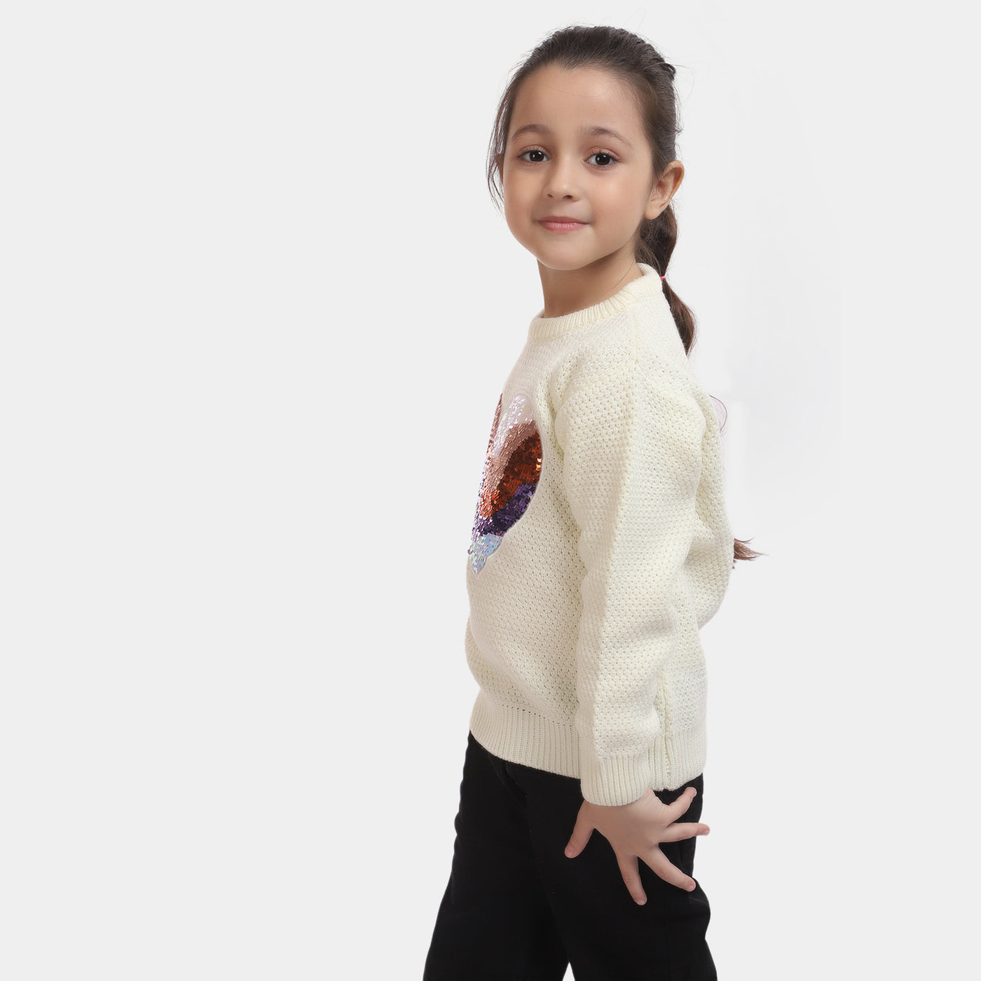 Girls Knitted Sweater -Off White