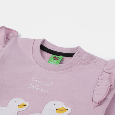 Infants Girls Fleece Sweatshirt Best Follower - Lavender