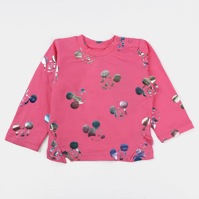 INFANT GIRLS COTTON T-SHIRT CHARACTER - Pink