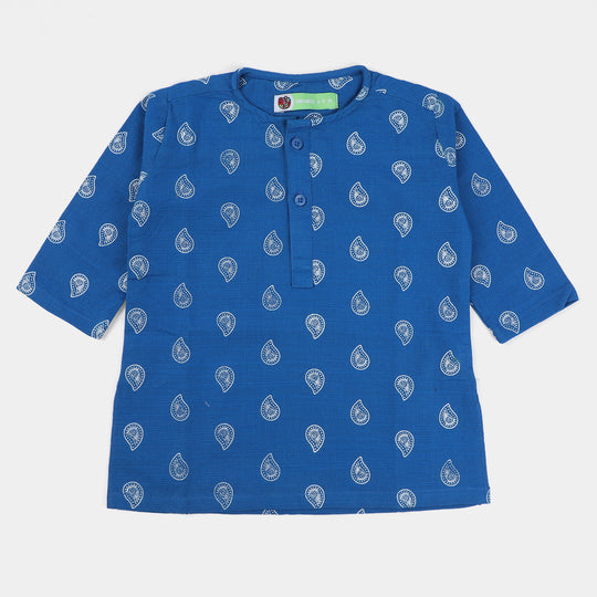 INFANT BOYS COTTON DIGITAL PRINT KURTA-Indigo Blue