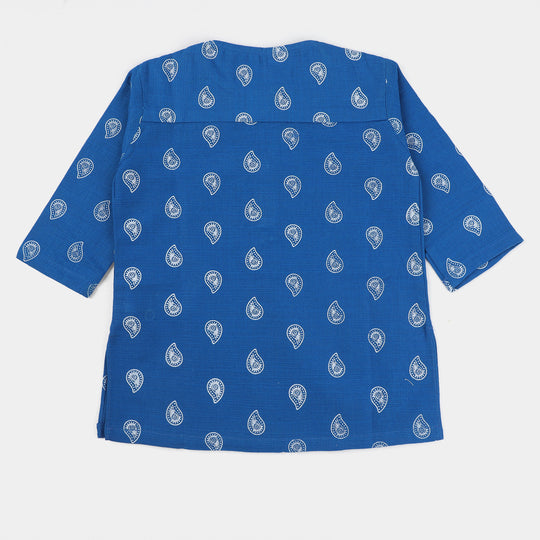 INFANT BOYS COTTON DIGITAL PRINT KURTA-Indigo Blue