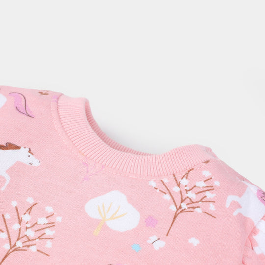 Infant Girls Fleece Knitted Suit Character- Light Pink