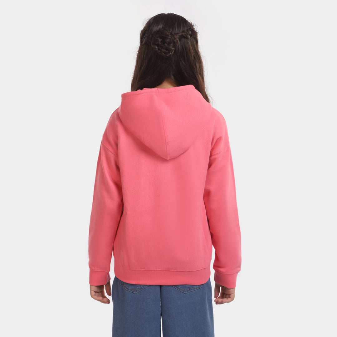 Girls Knitted Hooded Jacket - Pink