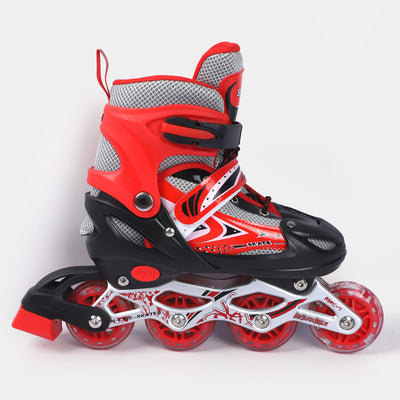 Sports Skate Shoes With 6 in 1 Safety Pads Set - Red