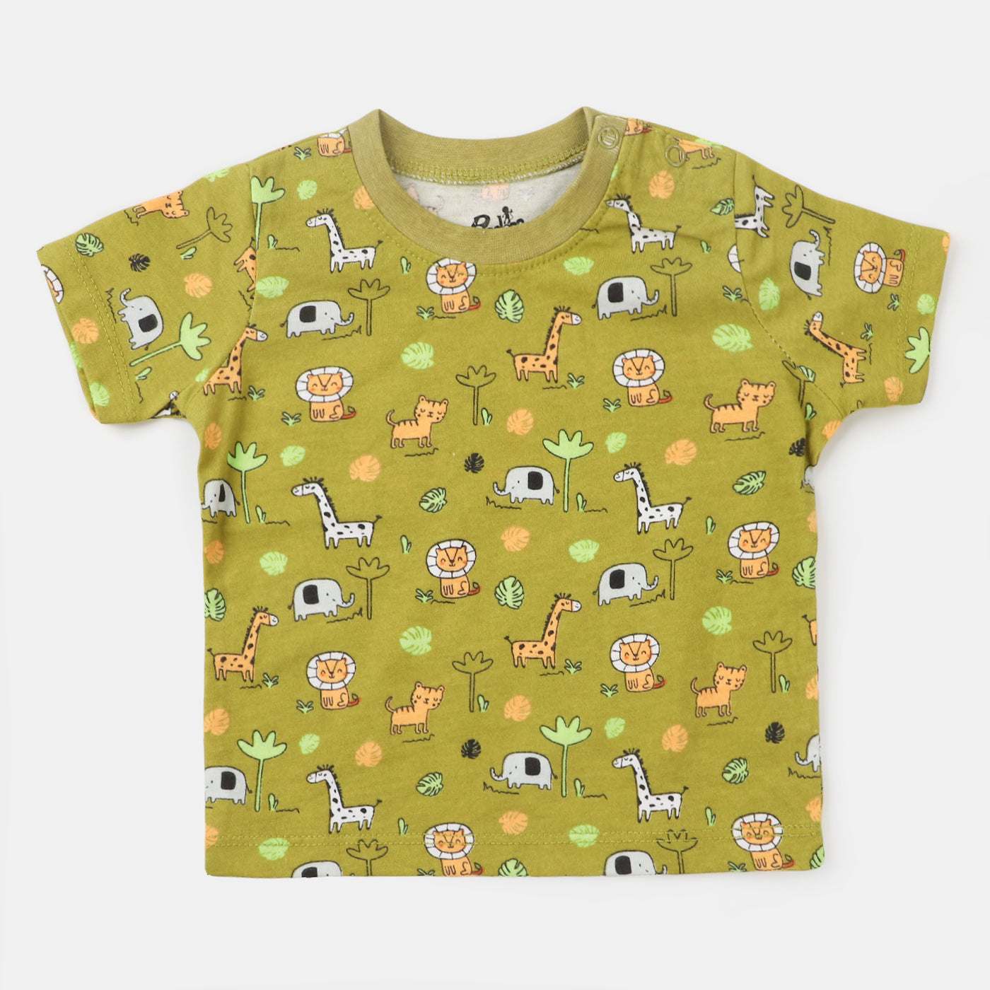 Infant Boys T-Shirt Safari Animals - Light Olive