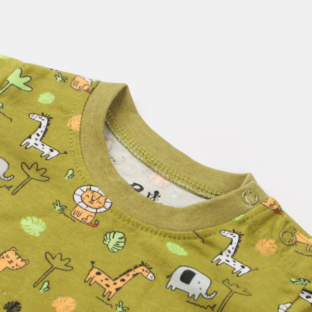 Infant Boys T-Shirt Safari Animals - Light Olive